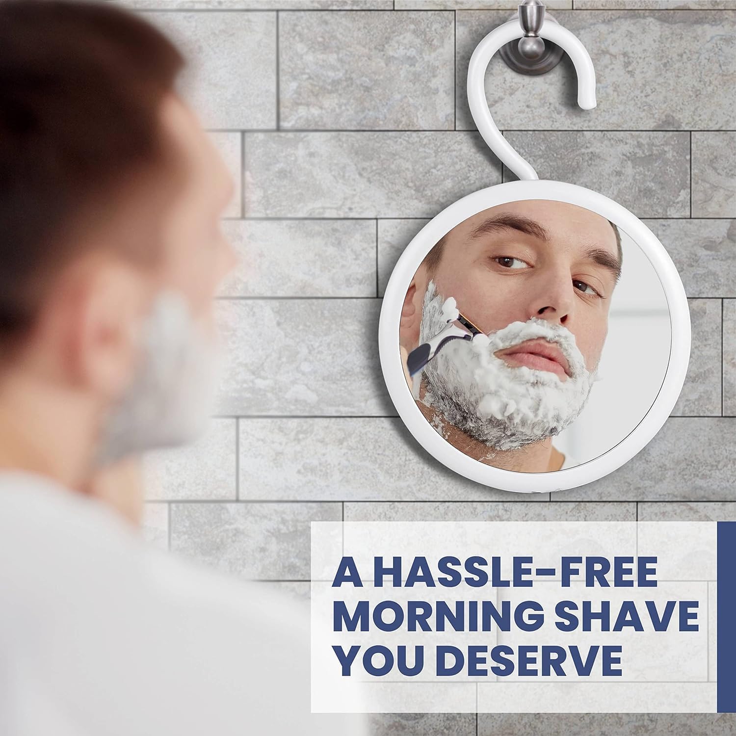 Mirrorvana - Hangable Round Fogless shower mirror with 360 Swivel Rotatable Hook