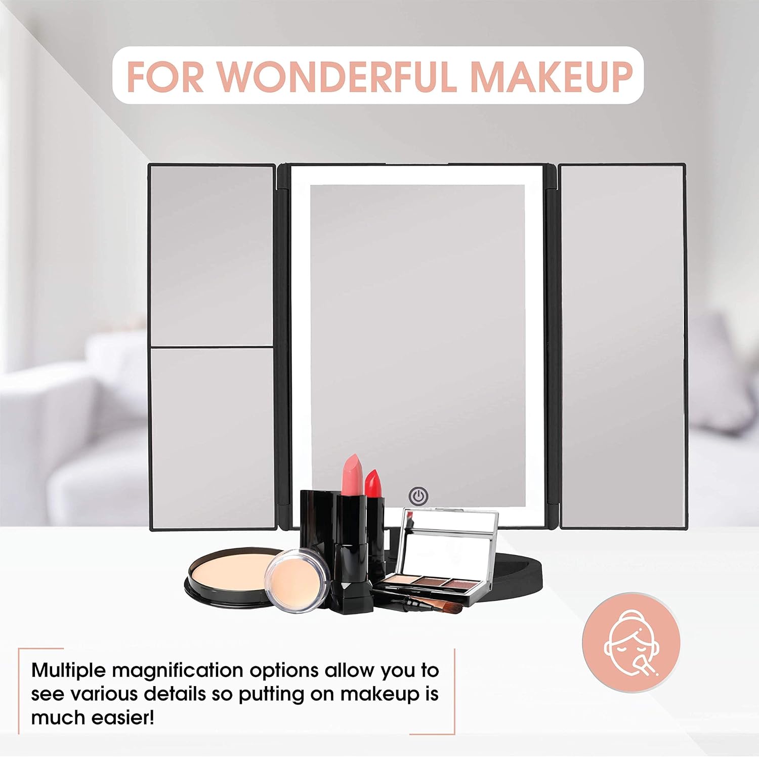 Backlit Makeup Vanity Mirror Illuminate 36-LED Touch-Screen Light Control