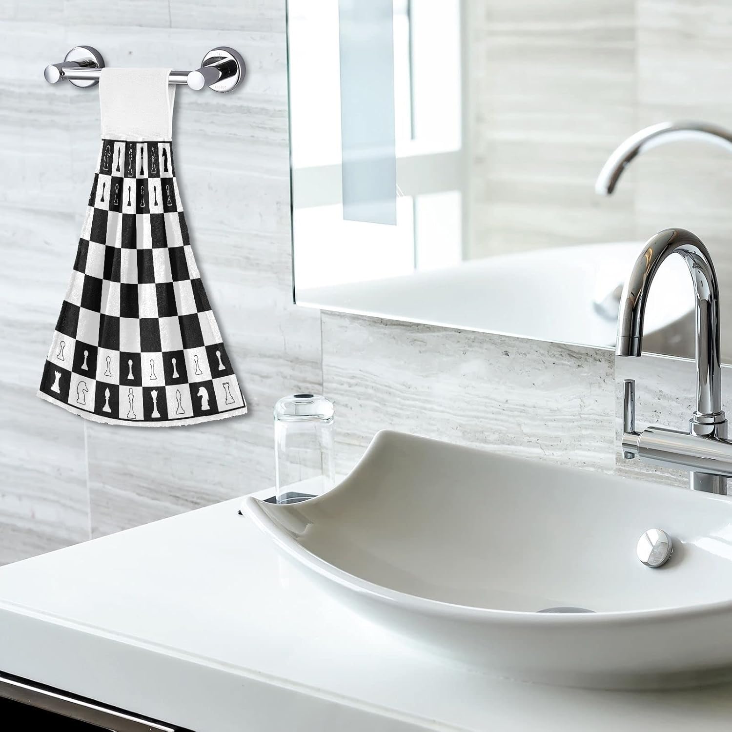 Chess Silhouette Kitchen Towels for Restroom Bathroom Use
