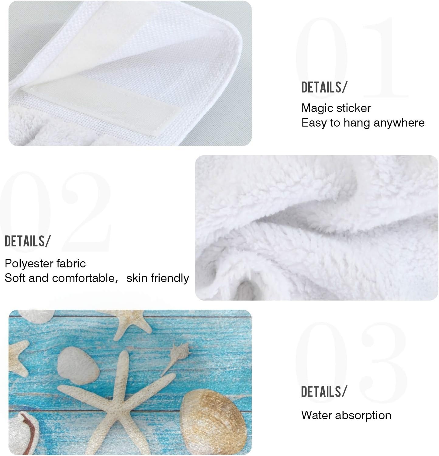 Seashells Starfish Kitchen Hand Towels