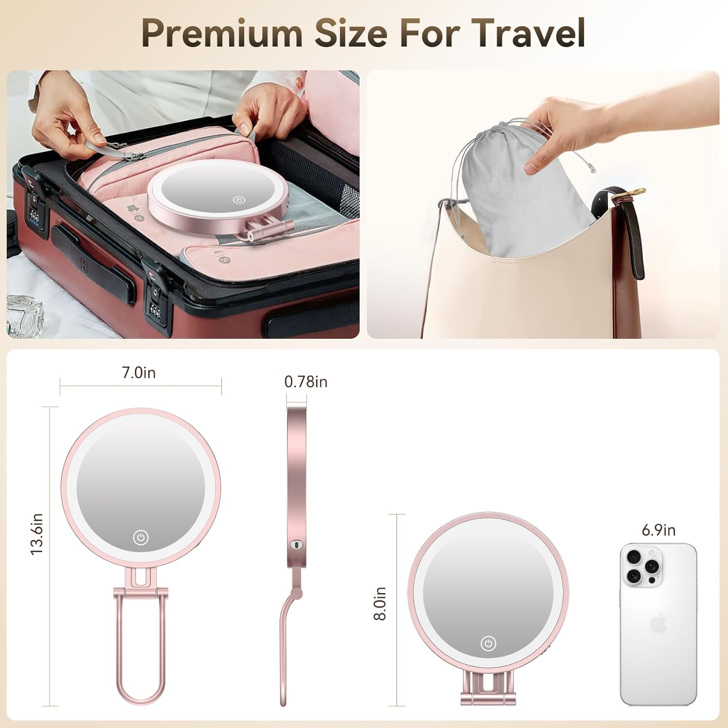10X Magnifying Travel Makeup Mirror