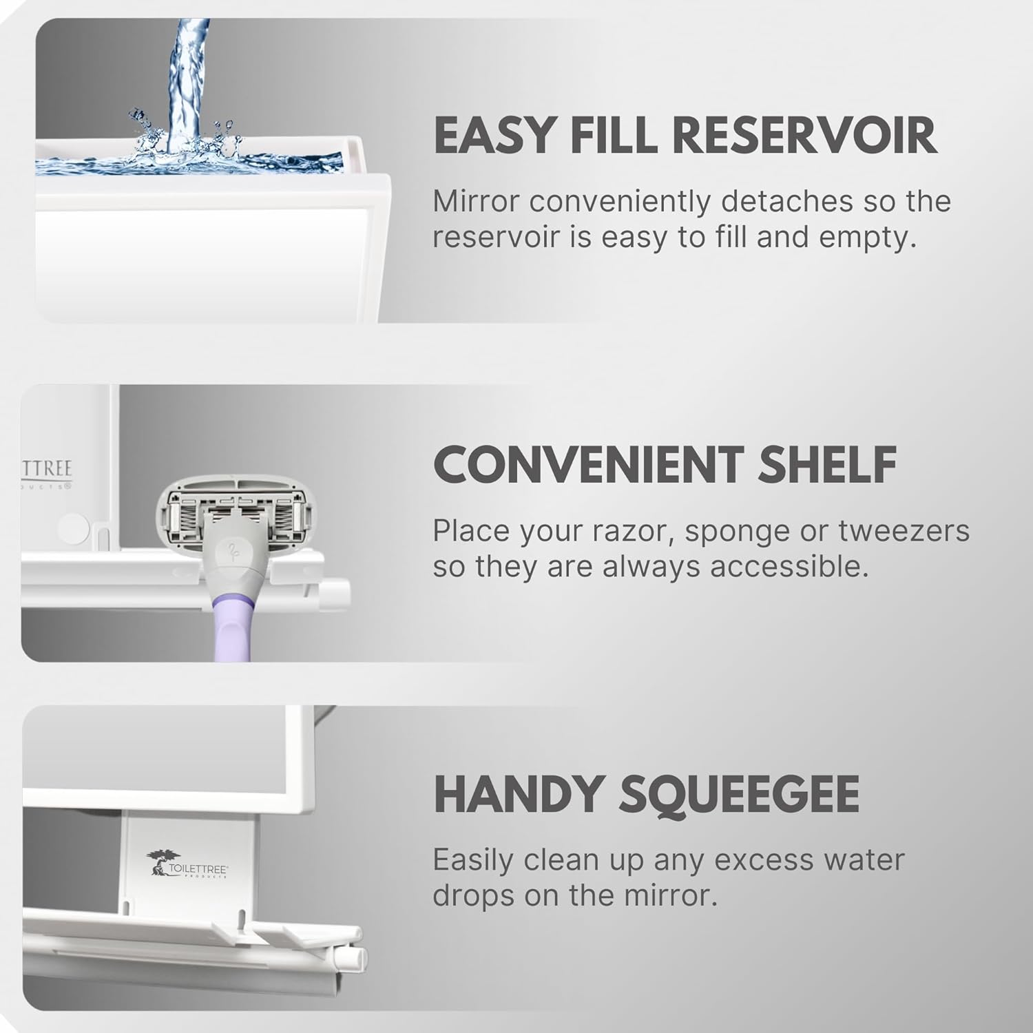 Fogless Shower Mirror with Squeegee - Crystal-clear for Shaving Makeup