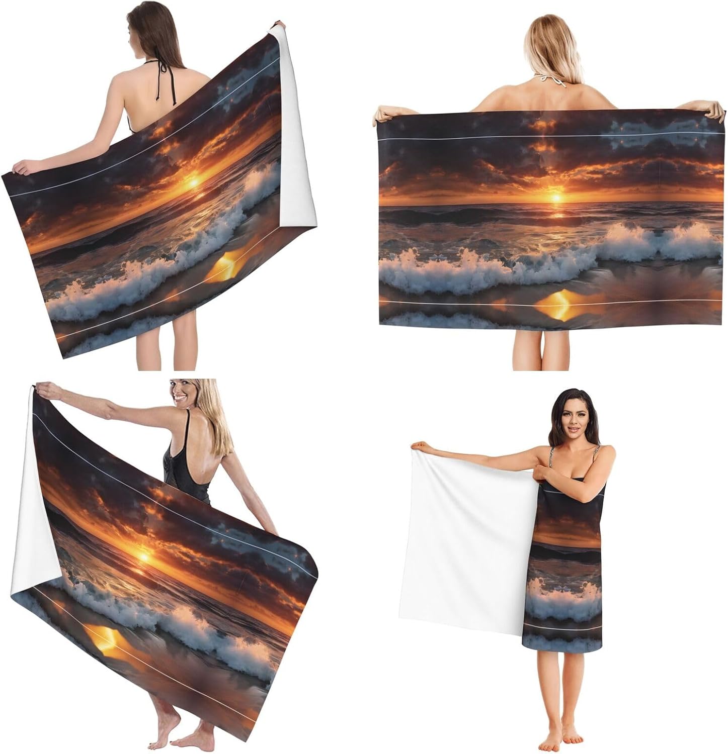Sunset Harmonys Beachy Microfiber Bath Towel 52x32in
