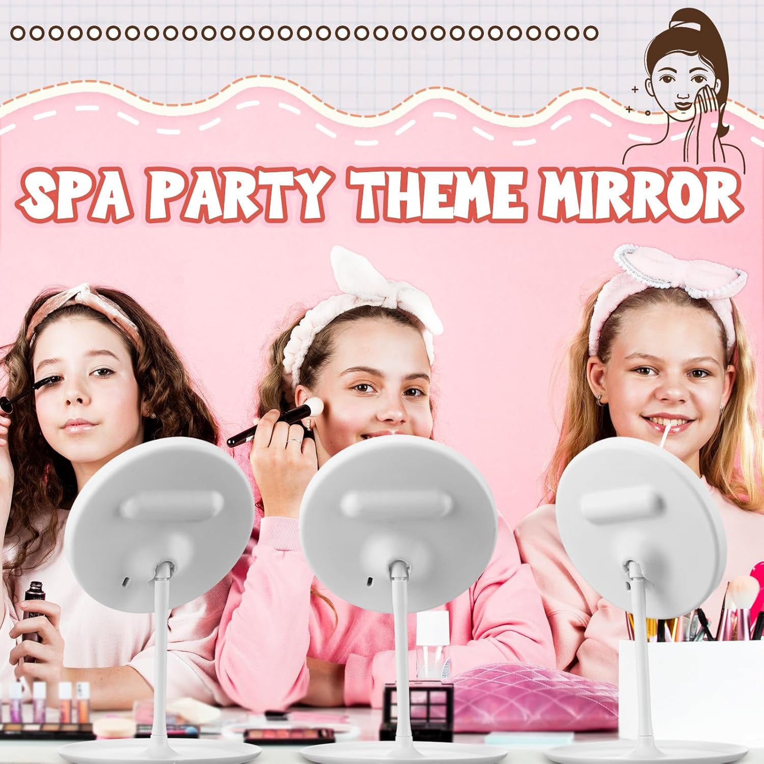 DoubleFill 6 Pcs Spa Party Makeup Mirror Set