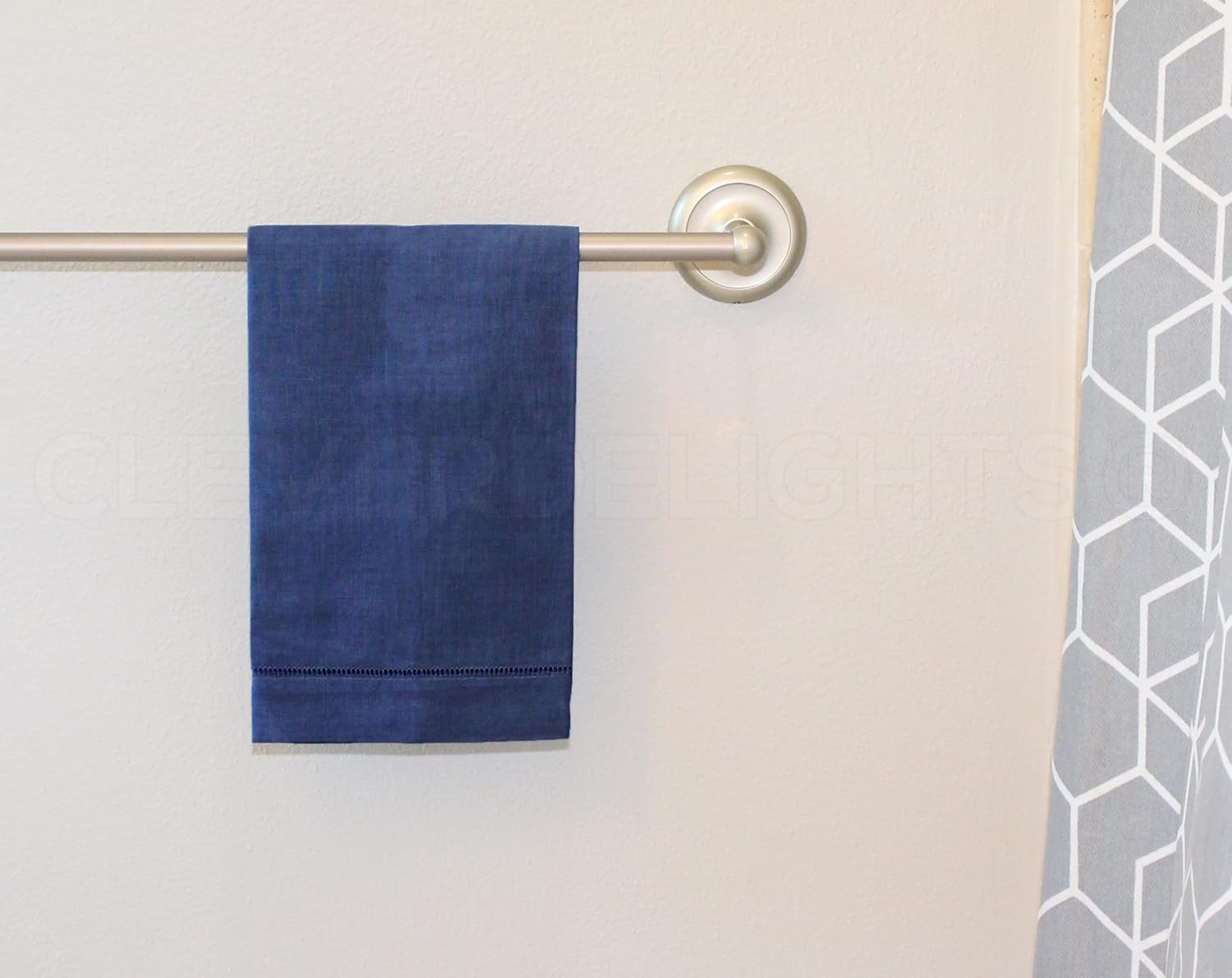 Elegant Navy Hemstitch Hand Towels