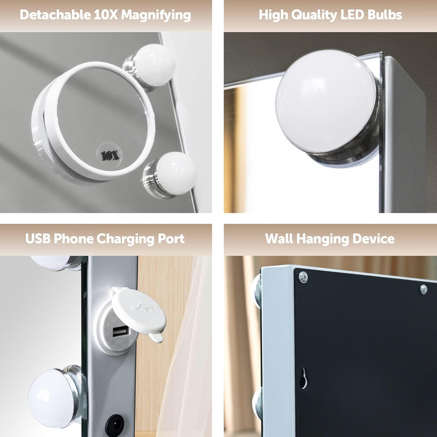 10X LED Vanity Mirror with Color Light