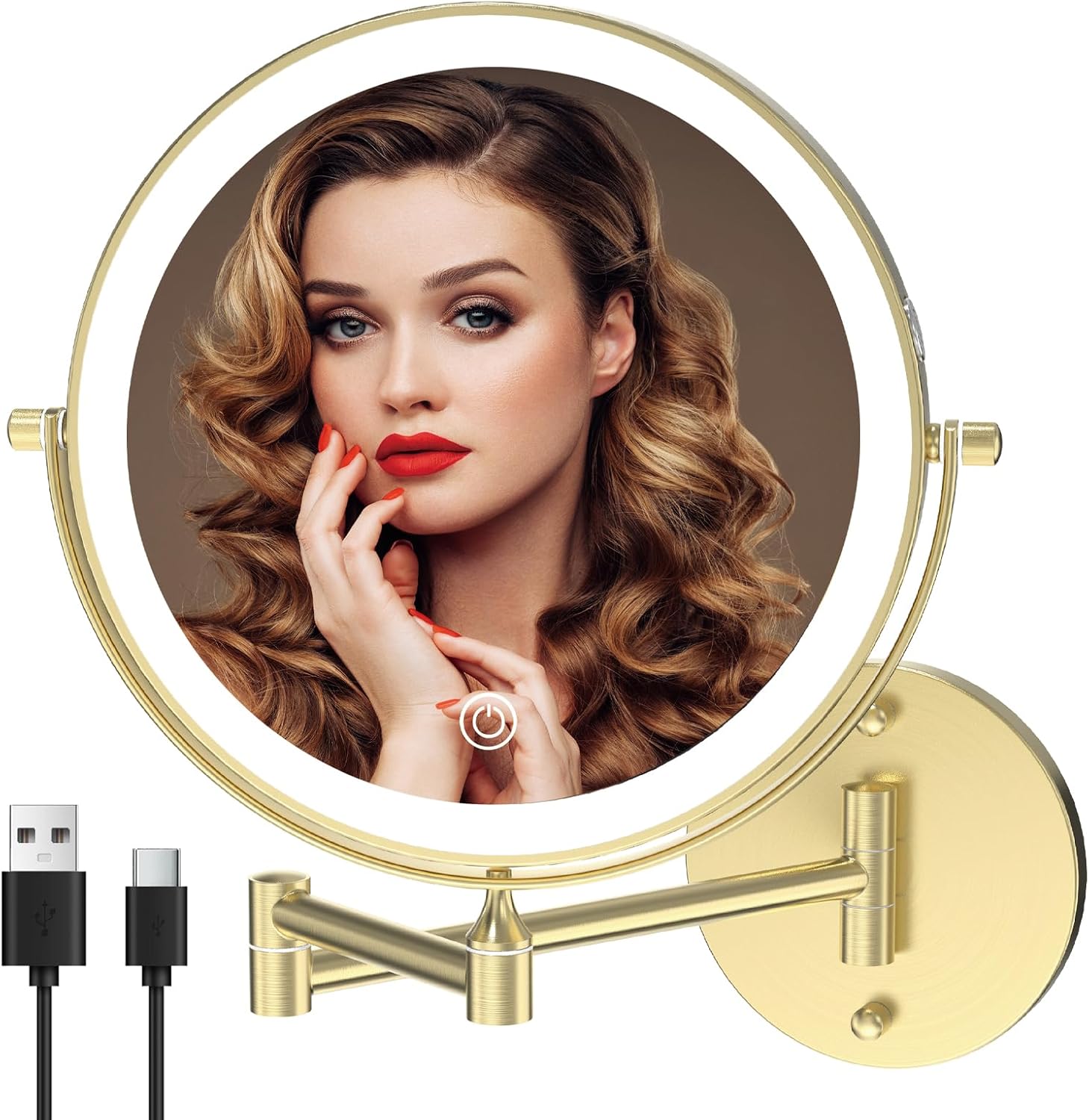 Power Rechargeable Wall-Mounted Makeup Mirror