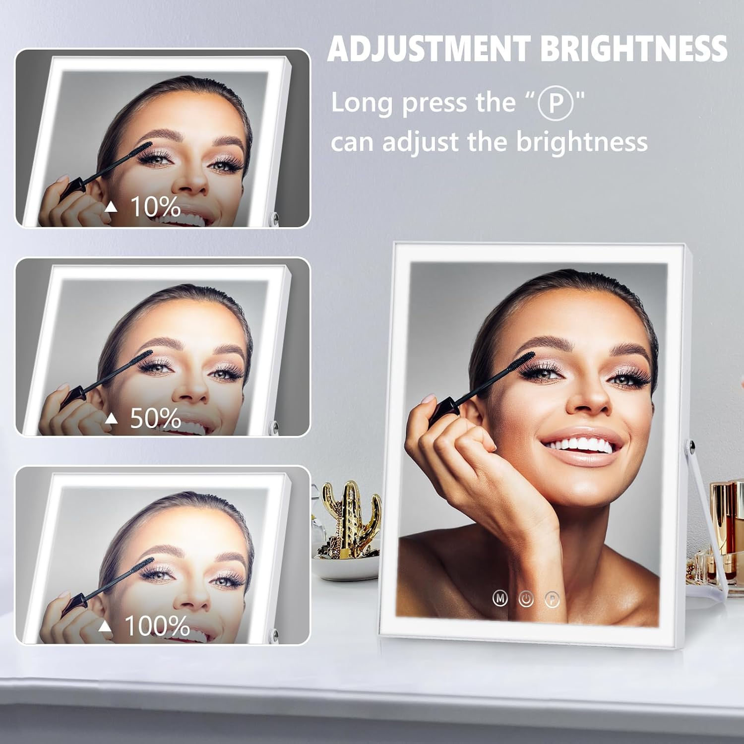 compact makeup mirror with lights 10x12 inch