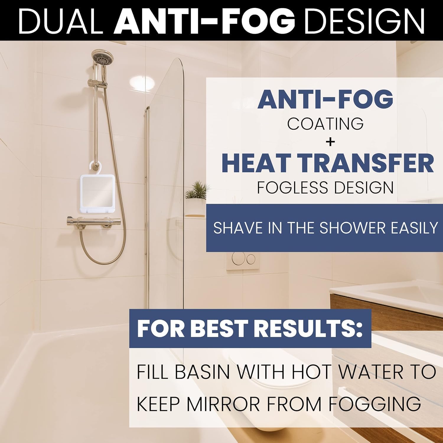 MIRRORVANA Dual Anti Fog Shower Mirror for Shaving