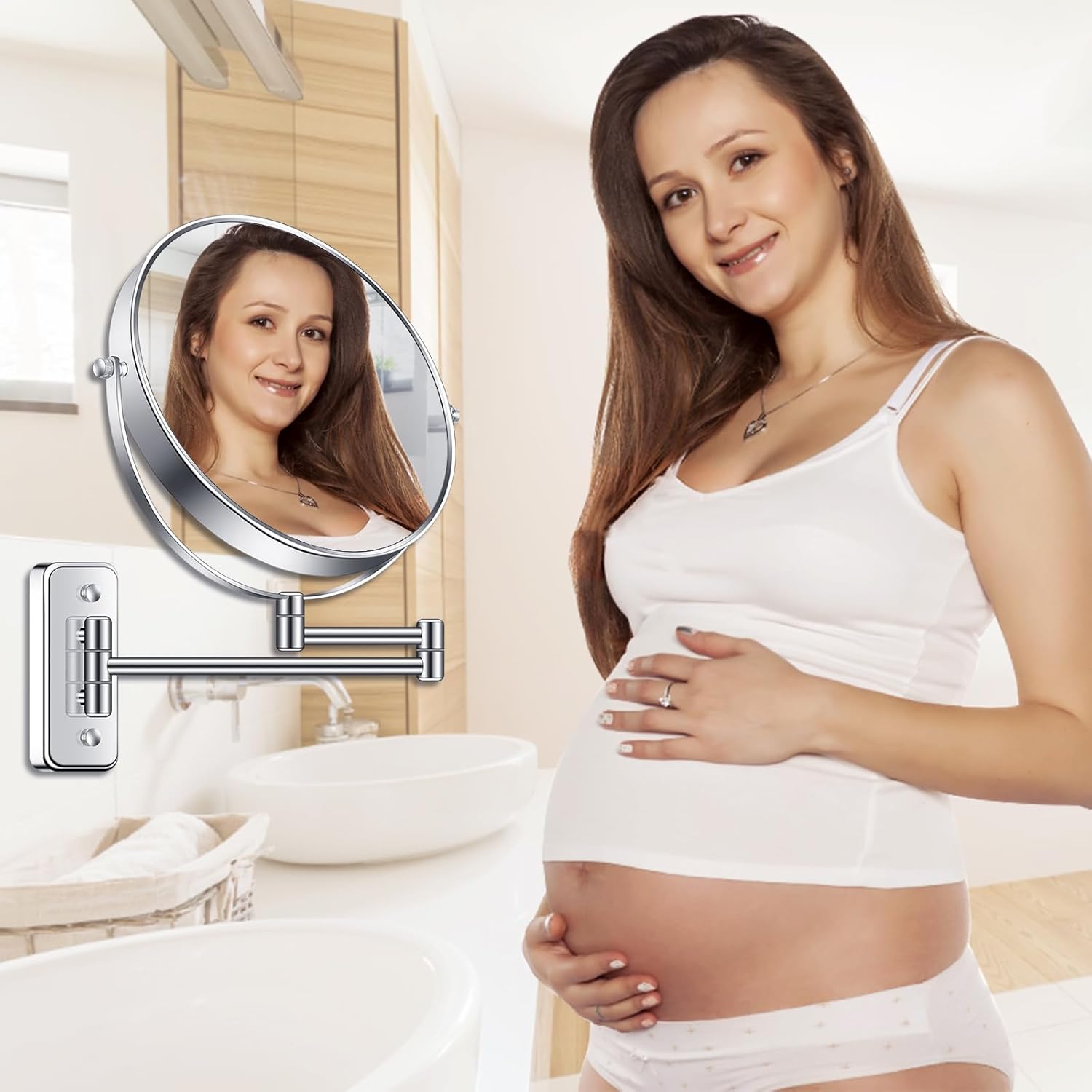 BTremyr 9-Inch Large Wall-Mounted Double-Sided 7X Magnifying Mirror