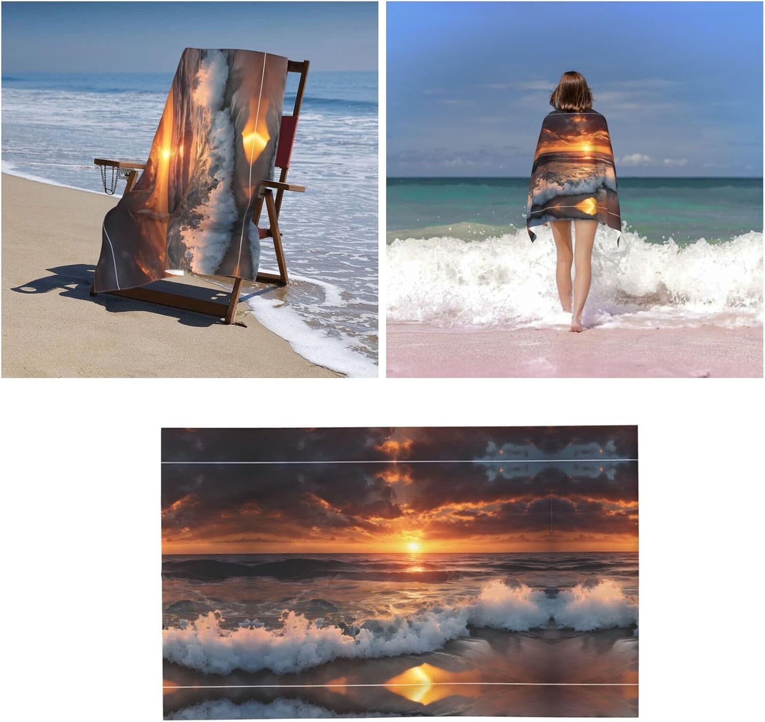 Sunset Harmonys Beachy Microfiber Bath Towel 52x32in