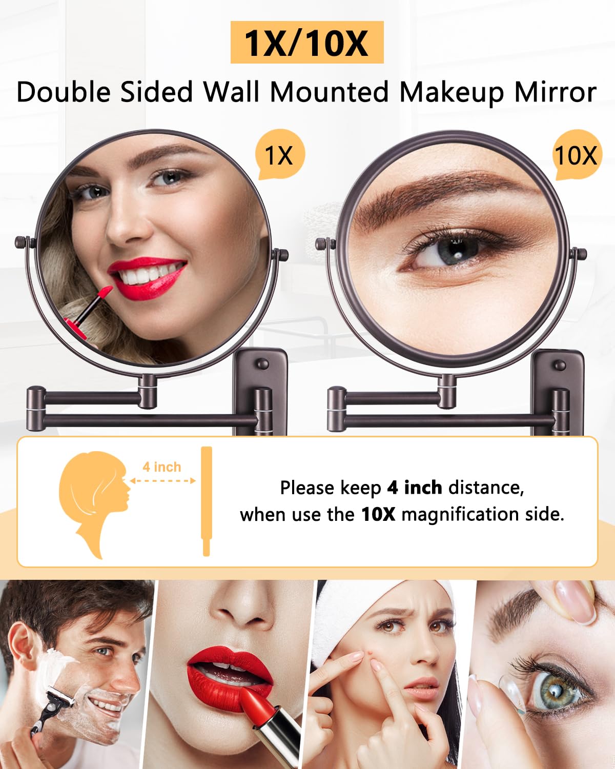Decluttr 9-Inch Wall-Mounted Magnifying Mirror for Bathroom