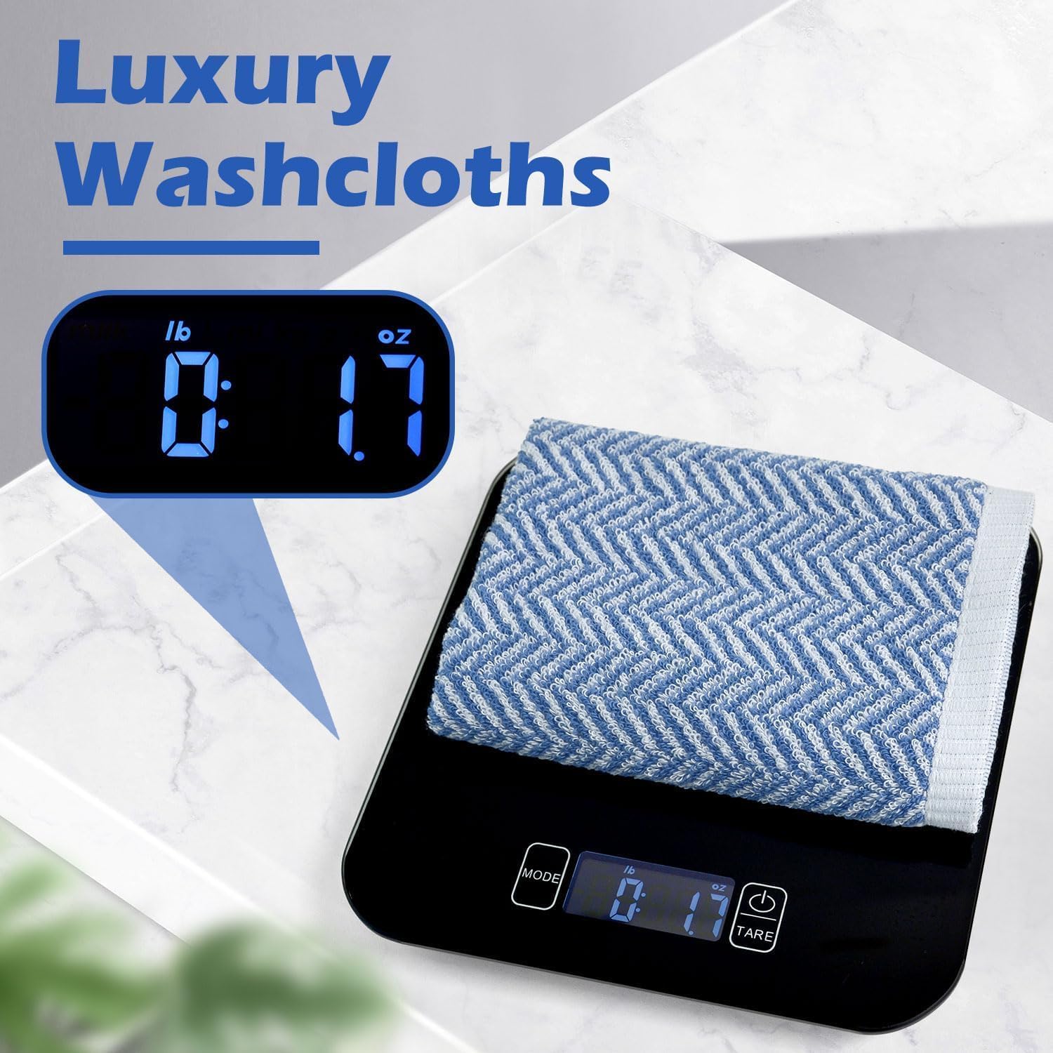 12-Piece Cleanbear Face and Body Washcloths with Herringbone Design