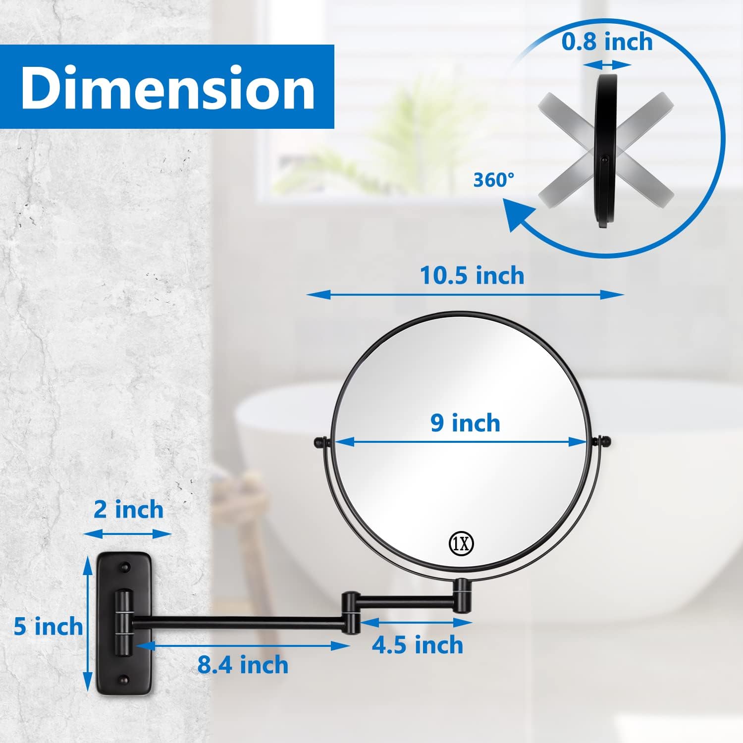 decluttr 9 wall mirror with magnifier