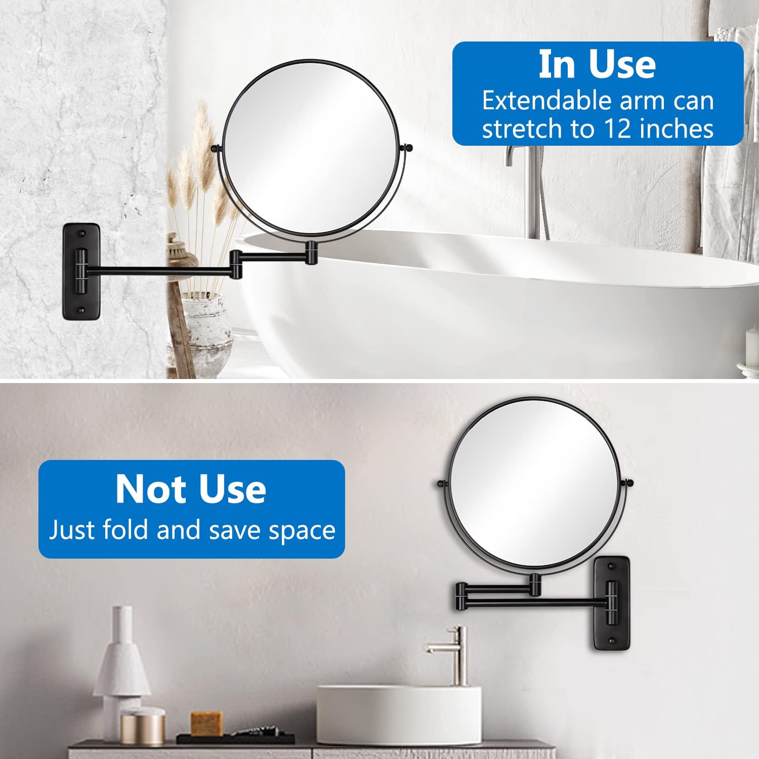 decluttr 9 wall mirror with magnifier