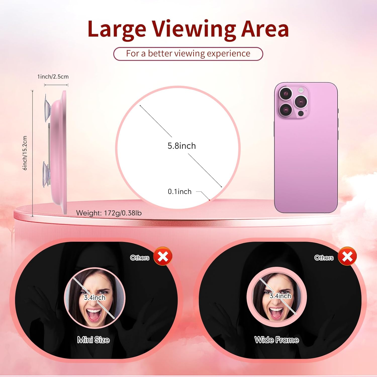 10x Magnifying Handheld Travel Mirror