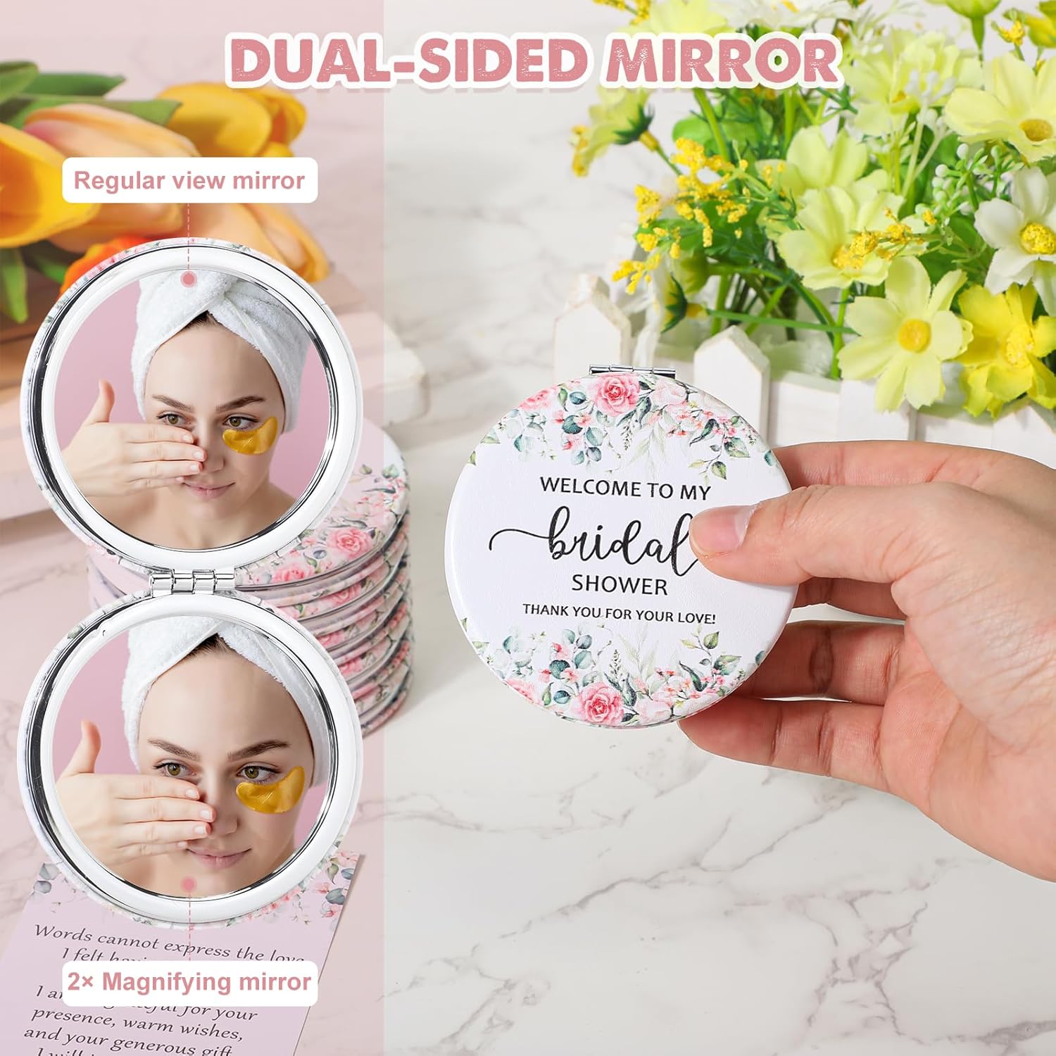 Elegant Bridal shower Favor Set with 24 compact makeup mirrors