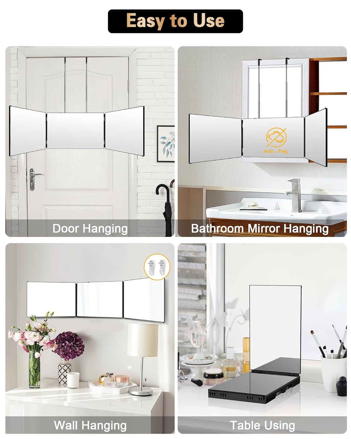 360 Self Hair Cutting Mirror - Clear Anti-Fog HD Glass