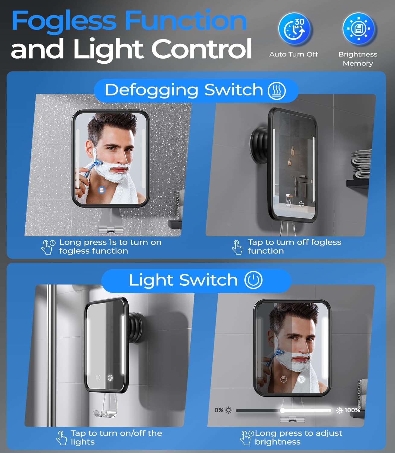 No-Fog Heated Shower Mirror