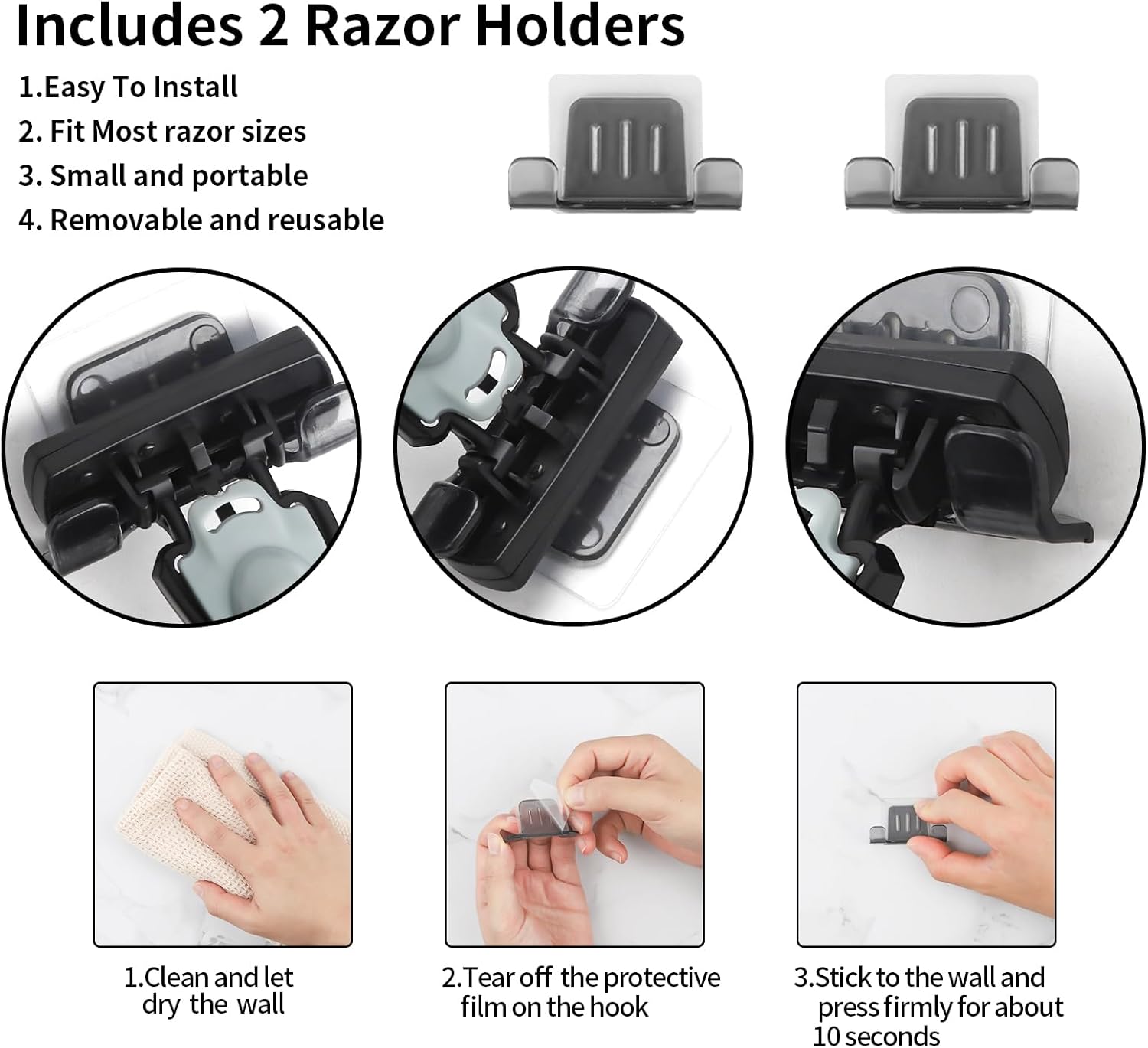 Perfect Multi-Use shower mirror for shaving with razor holder