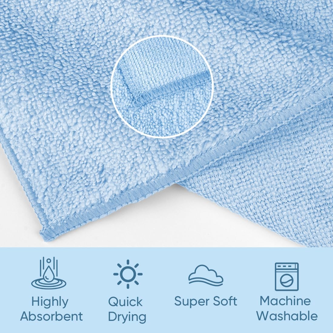 HOMEXCEL Precision Pro-Grade Microfiber Washcloth Set 12x12 24 PACK