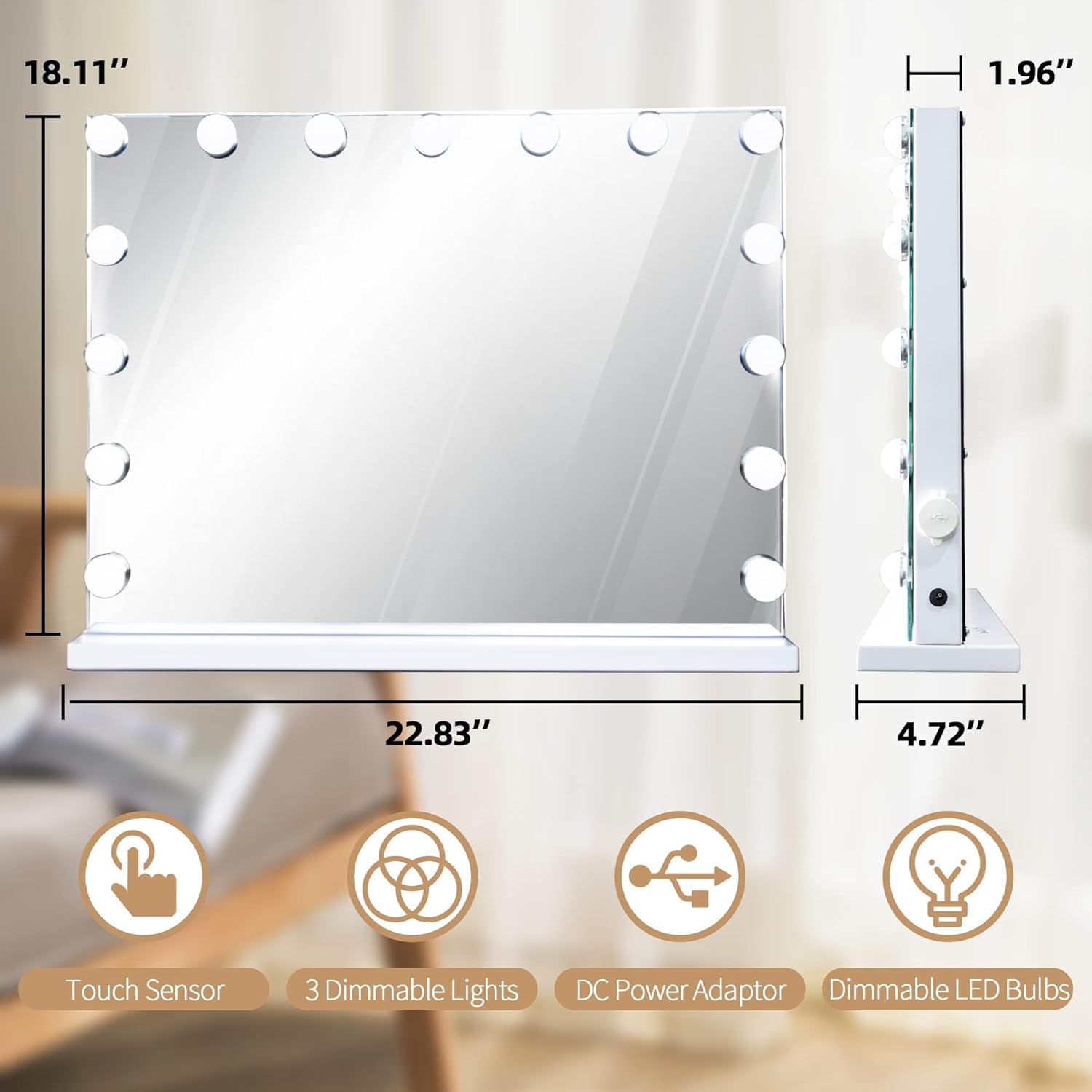 10X LED Vanity Mirror with Color Light
