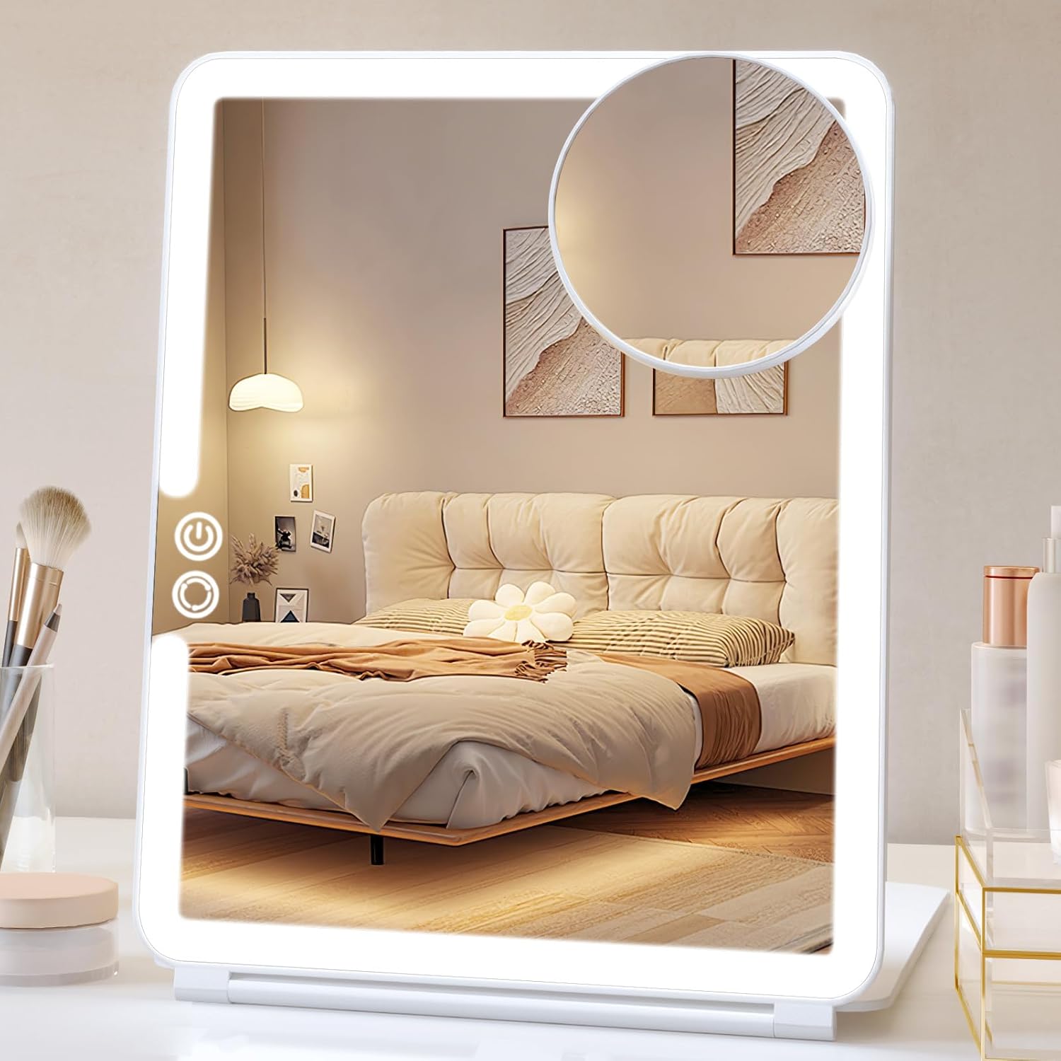 FUNTOUCH 1800mAh Rechargeable Makeup Mirror with Lights