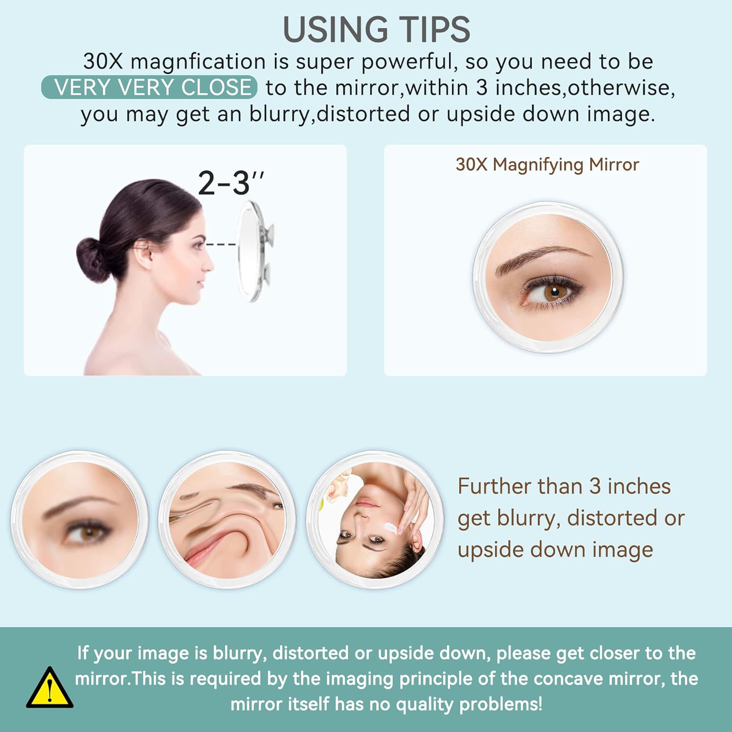 MIYADIVA 30X Magnifying Mirror with Suction Cup