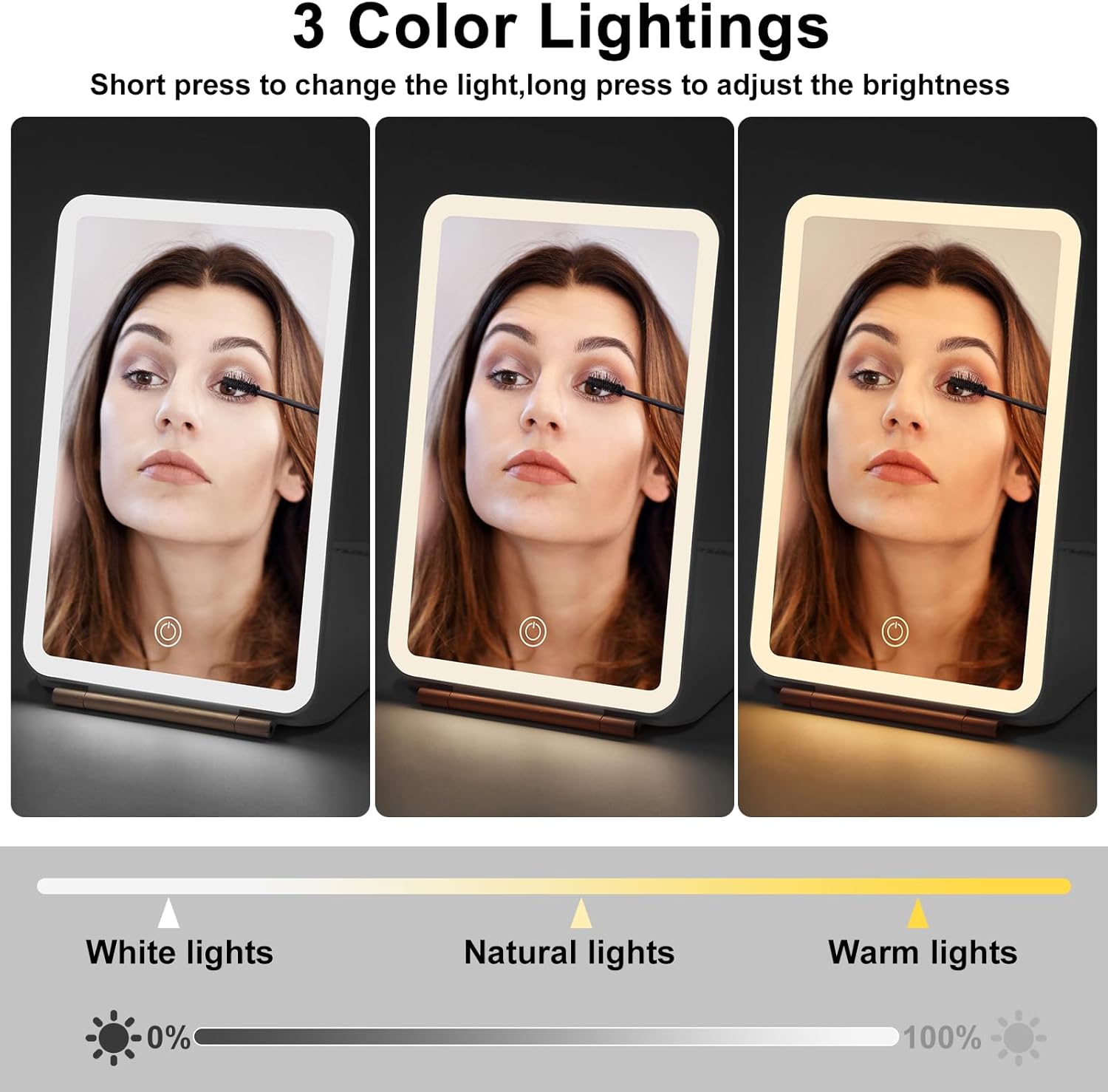 Travel Makeup Mirror w3 Light Modes