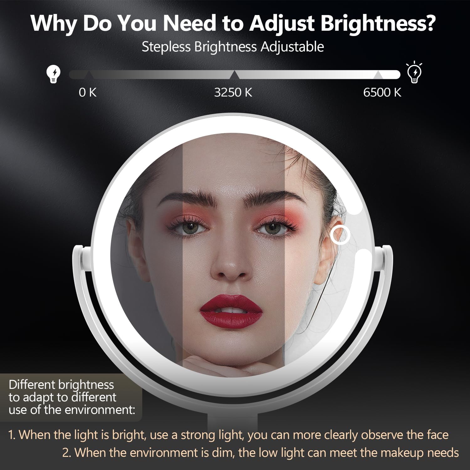 Perfect Dual-Sided 1x20x Magnifying Mirror with Lights Touch Switch