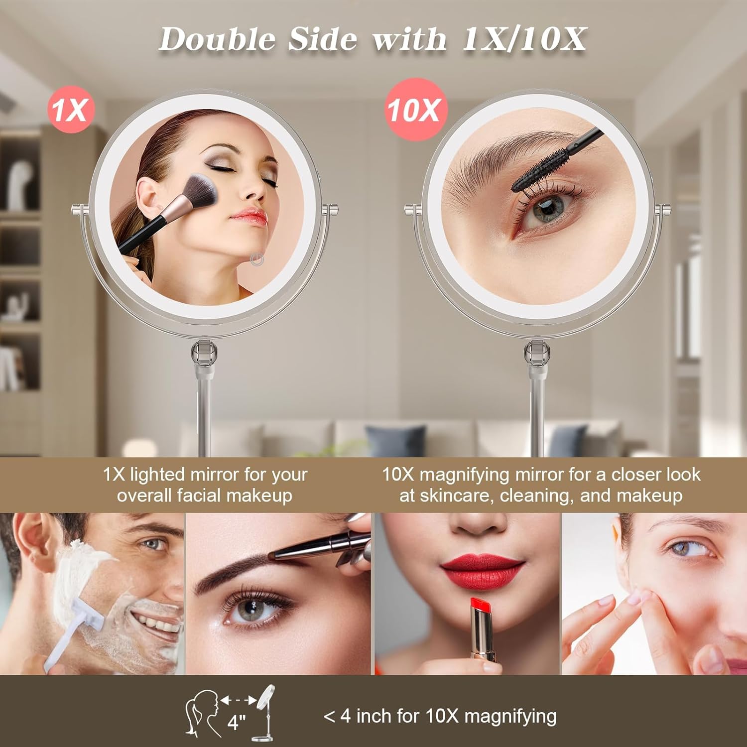 9 Large Lighted Makeup Mirror