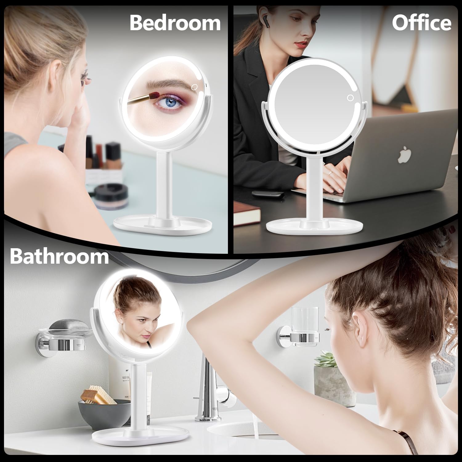 Perfect Dual-Sided 1x20x Magnifying Mirror with Lights Touch Switch
