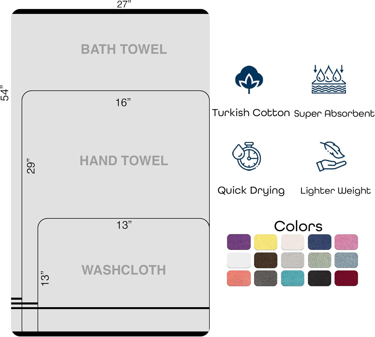 Hawmam Linen Luxury 6-Piece Bath Towel Set