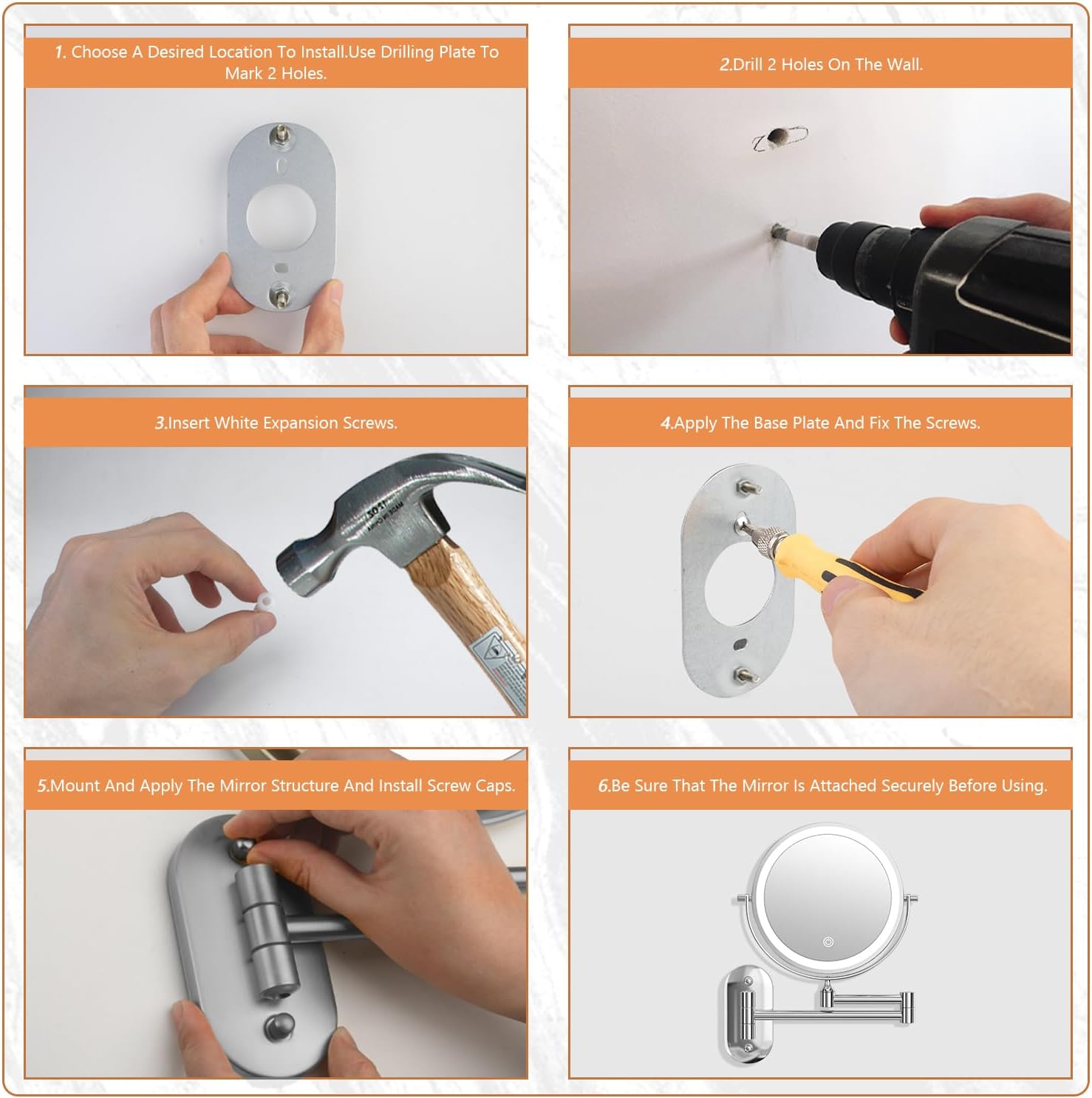 20X Magnifying Wall-Mounted Makeup Mirror