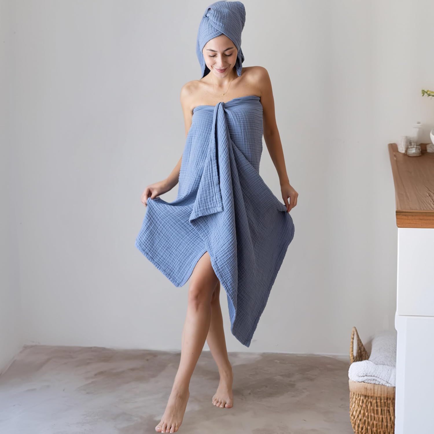 High-Quality 100 Turkish Cotton Muslin Towels Set for Adults