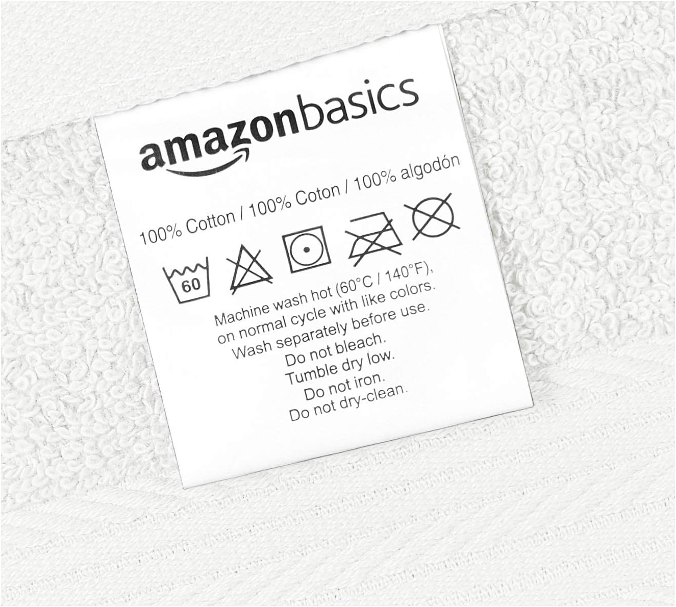 Amazon Basics Cotton Washcloths for Face 12-Pack White 12x12