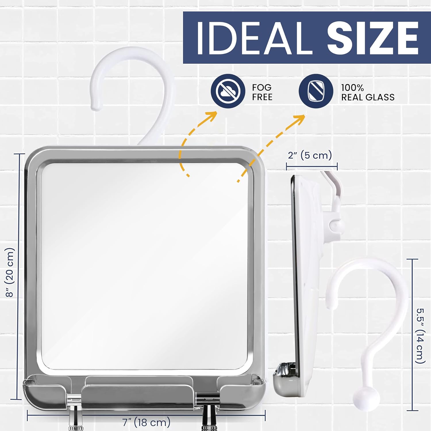 MirrorVana Fogless Shower Mirror Real Glass No Fog Perfect Shave