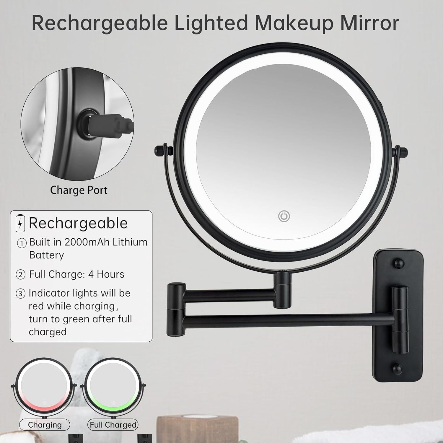 JANEEVA Lighted Makeup Mirror