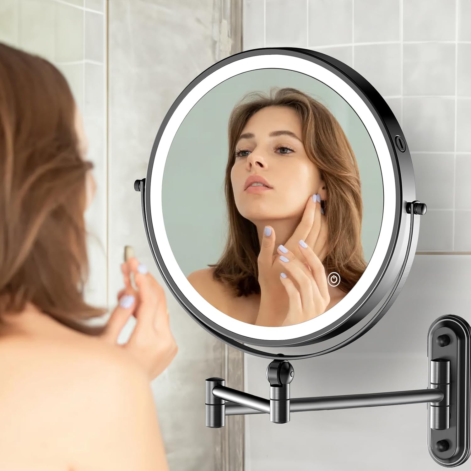 Stylish 9 Makeup Mirror with Rechargeable Battery and Adjustable Design