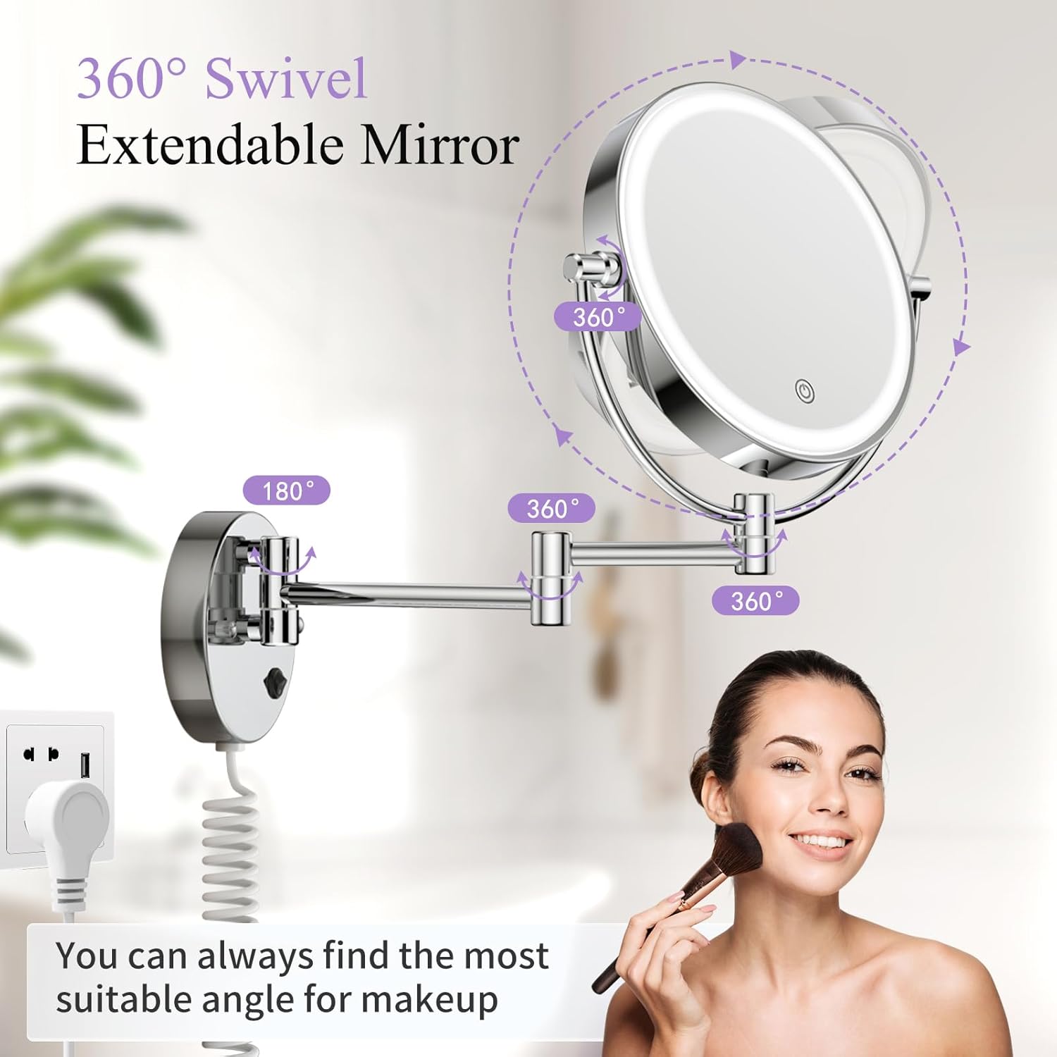 Wall-Mounted Makeup Mirror with Lights