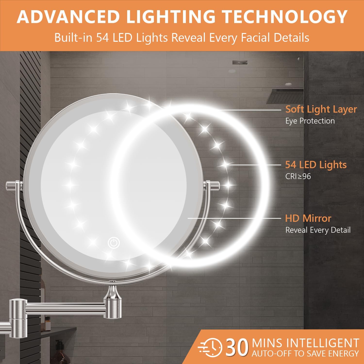 20X Magnifying Wall-Mounted Makeup Mirror