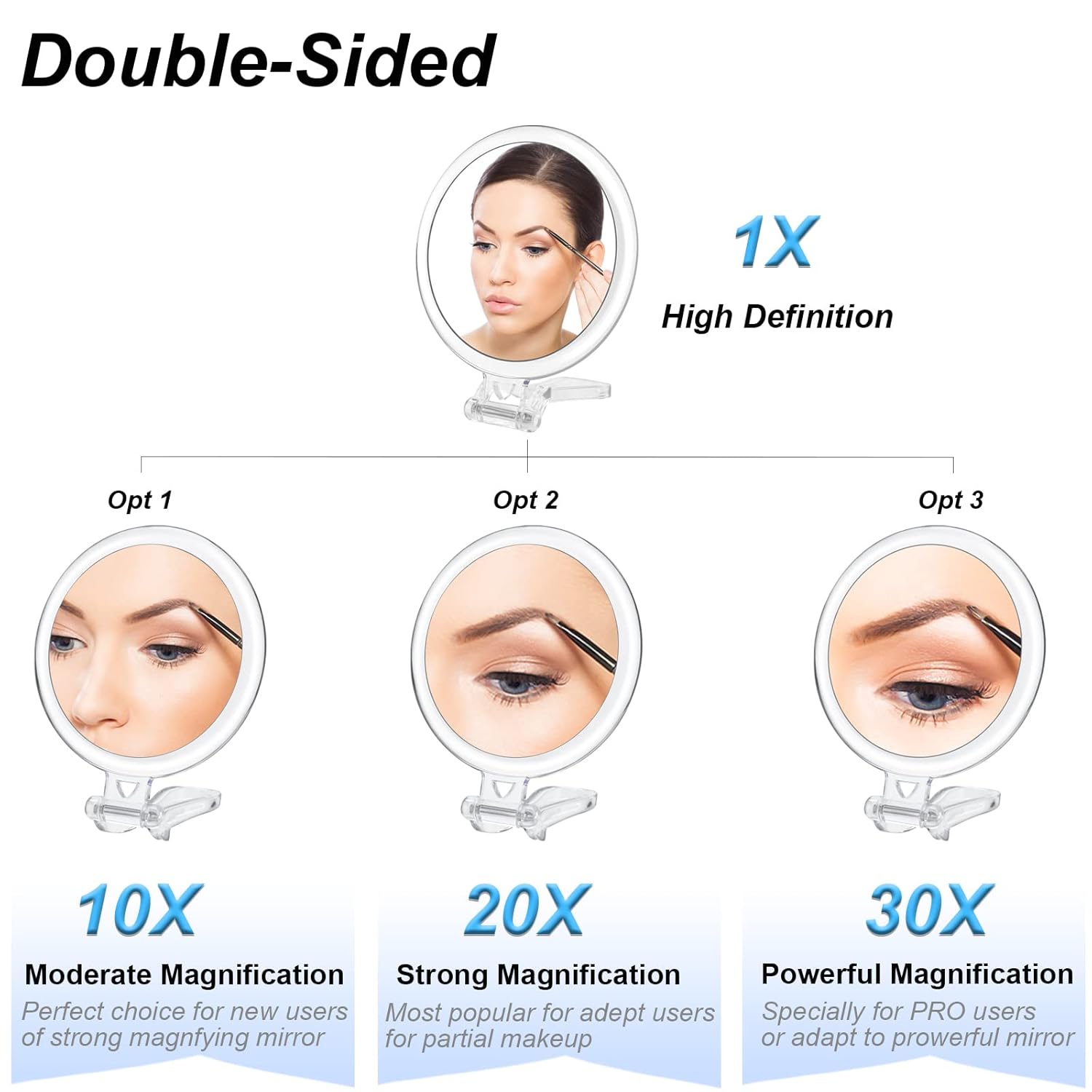 Portable 30x Magnifying Handheld Mirror