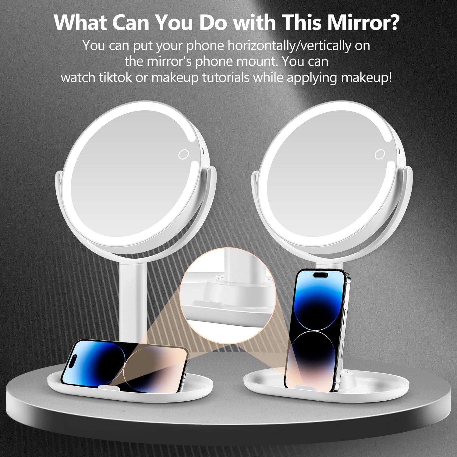Perfect Dual-Sided 1x20x Magnifying Mirror with Lights Touch Switch
