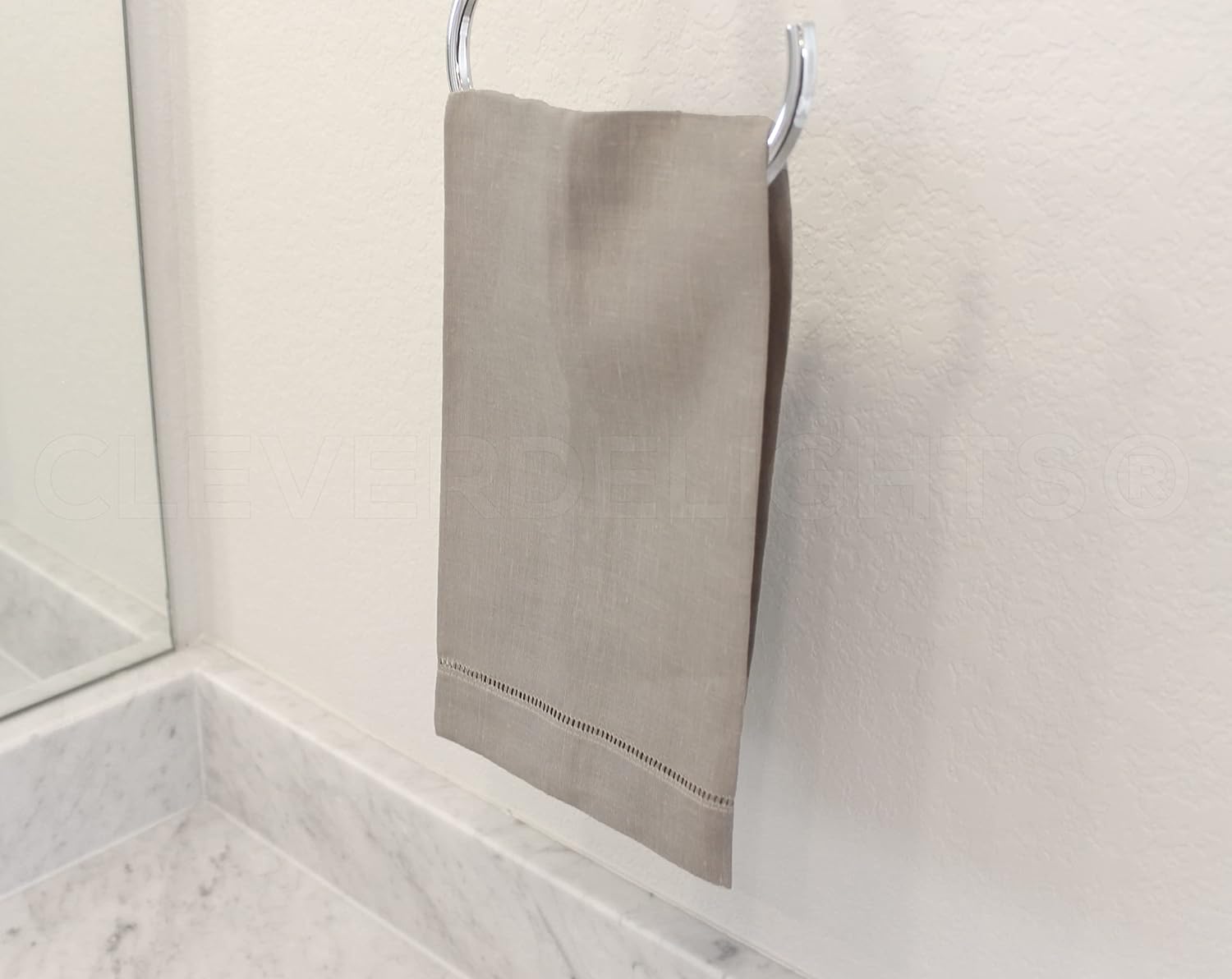 CleverDelights Stone Hemstitch Hand Towels - 6 Pack