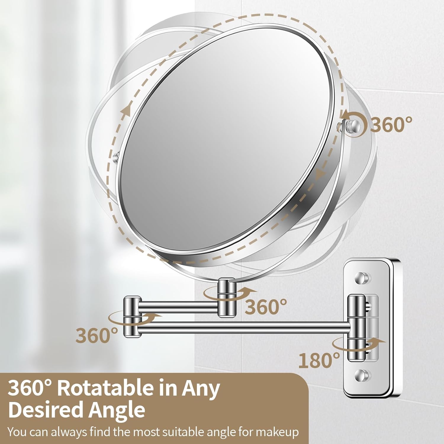 BTremyr 9-Inch Large Wall-Mounted Double-Sided 7X Magnifying Mirror