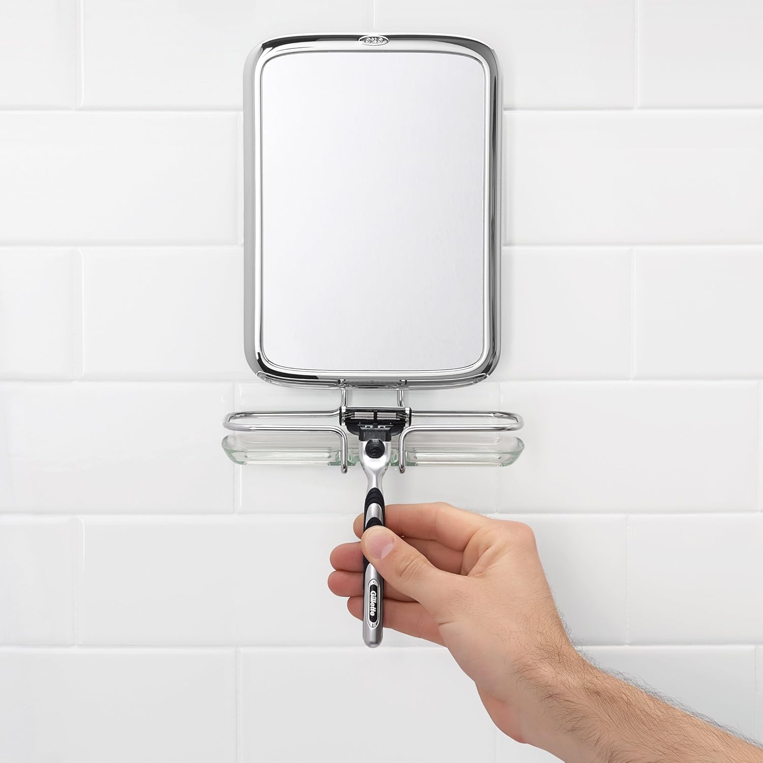 OXO Fogless Shower Mirror Chrome 68x25x10 Inch
