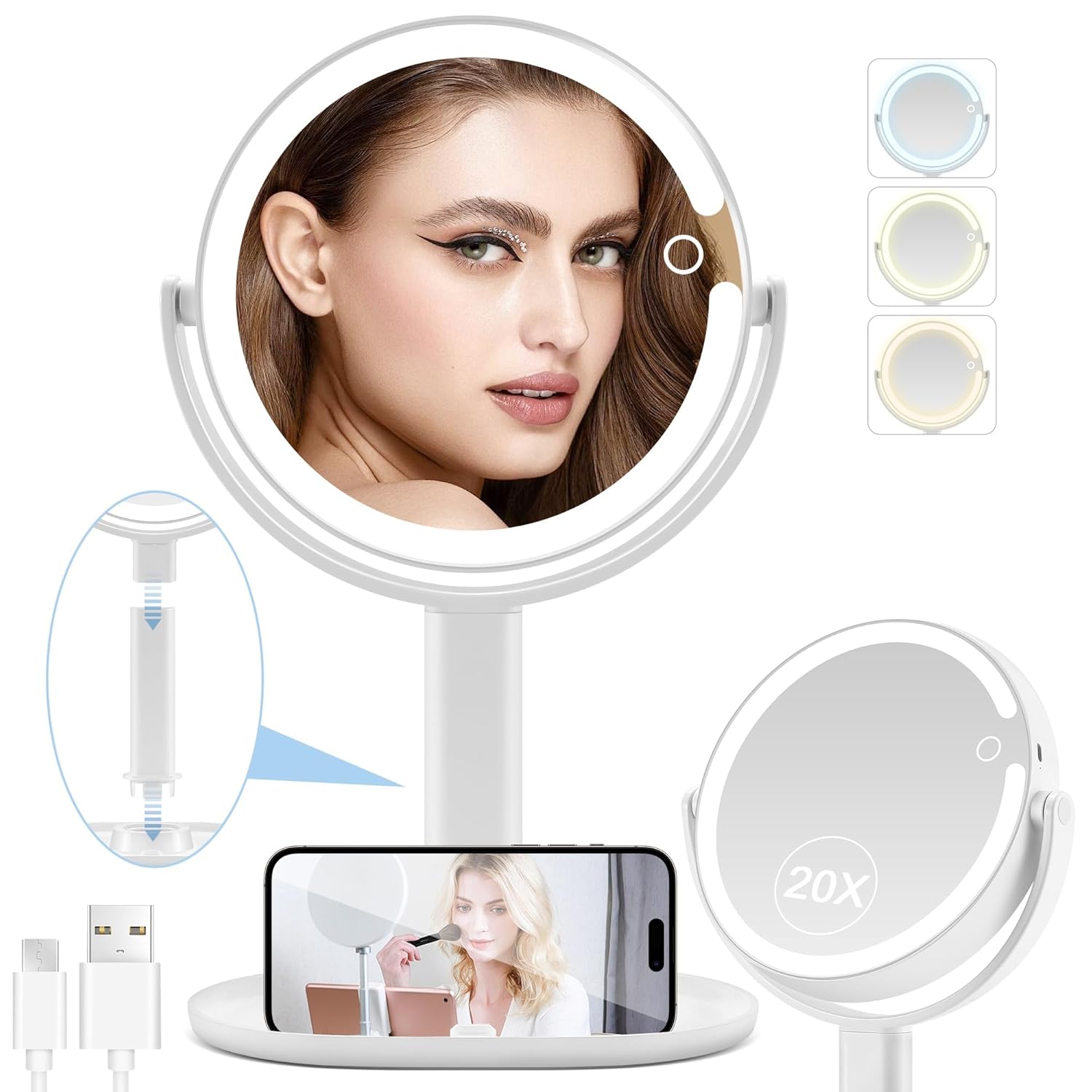 Double-Sided Makeup Mirror 20X with 8IN Size