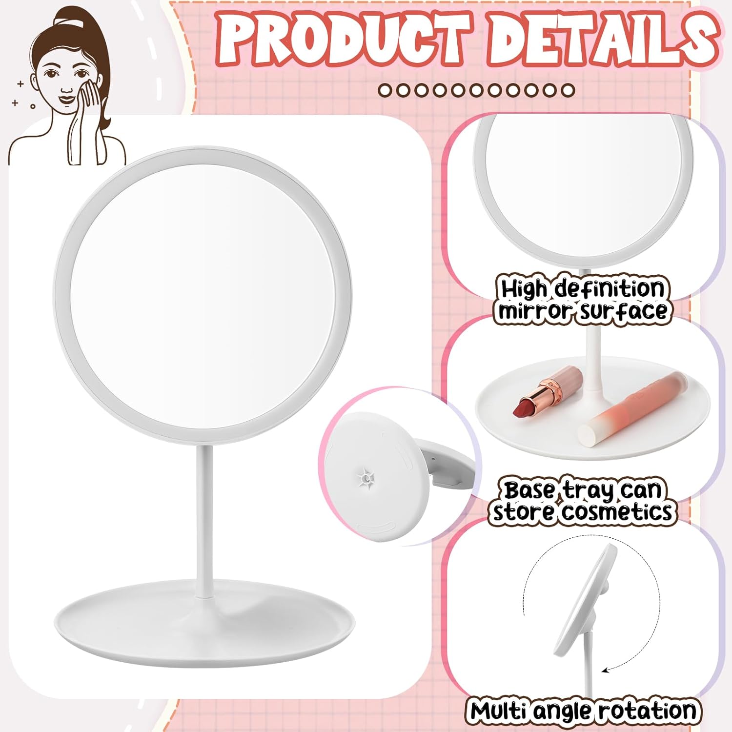 DoubleFill 6 Pcs Spa Party Makeup Mirror Set
