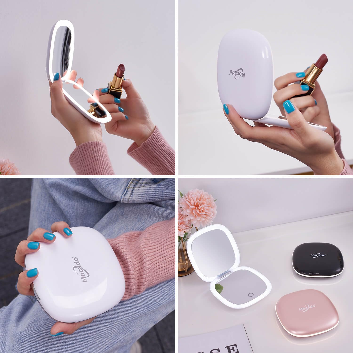 Moccasion LED Mirror for Compact Travel Makeup