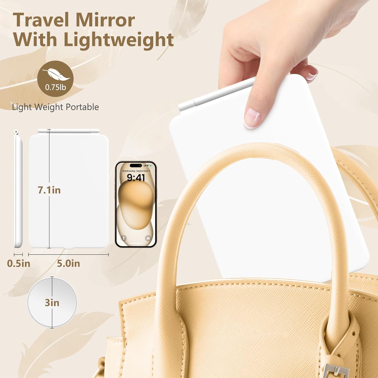 Miroposs Rechargeable LED Travel Makeup Mirror